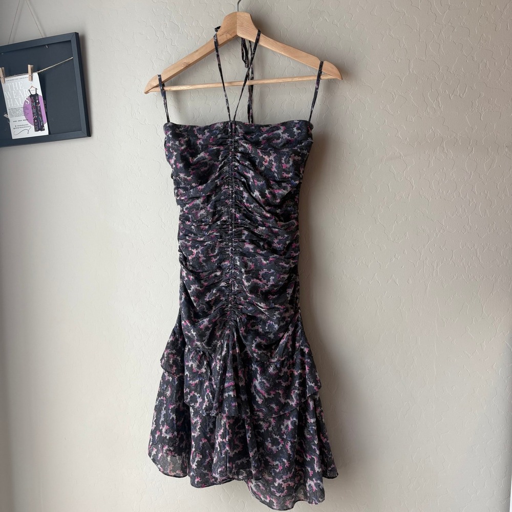 ISABEL MARANT Strapless Ruched Mini Dress in Black and Pink - Picture 3 of 9